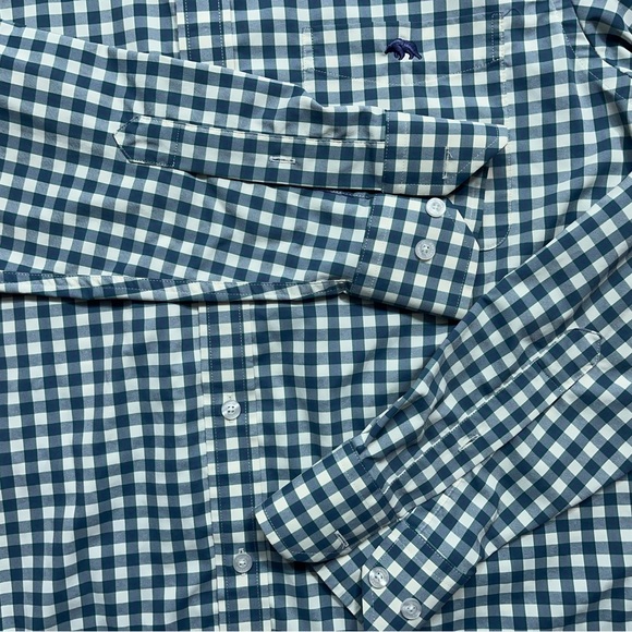 Onward Reserve Performance Button Down Shirt Mens Size Medium Blue Ivory Checked - Picture 8 of 16